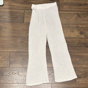 Cream Ribbed swim coverup Pants